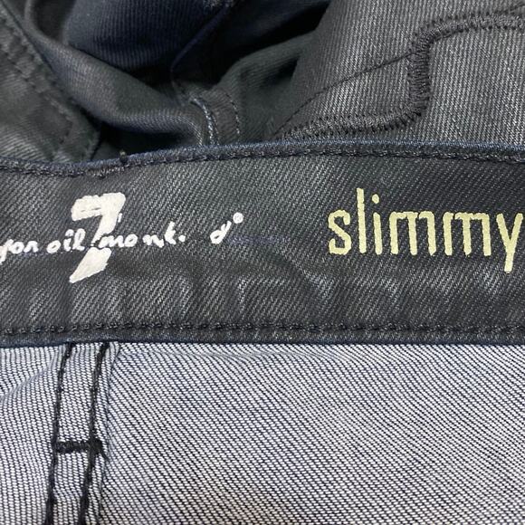 7 For All Mankind Slimmy Women's Black High Rise Straight Denim Jeans Size 29 - Picture 4 of 5
